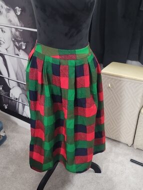 Red & Green Plaid A-Line Skirt